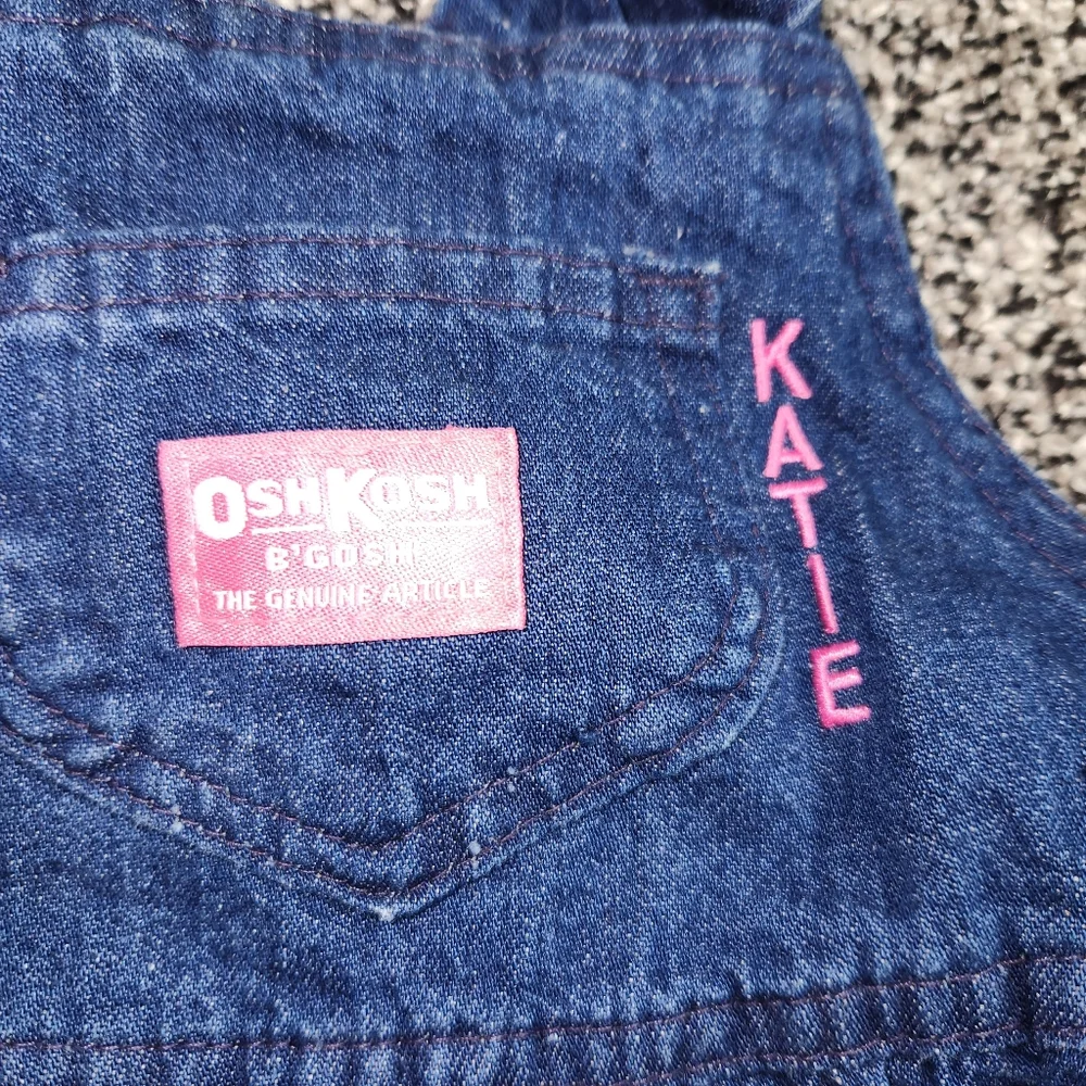 oshkosh b'gosh Vintage Denim dress, Little Girl Size 4,Back Bow Pink Label Katie